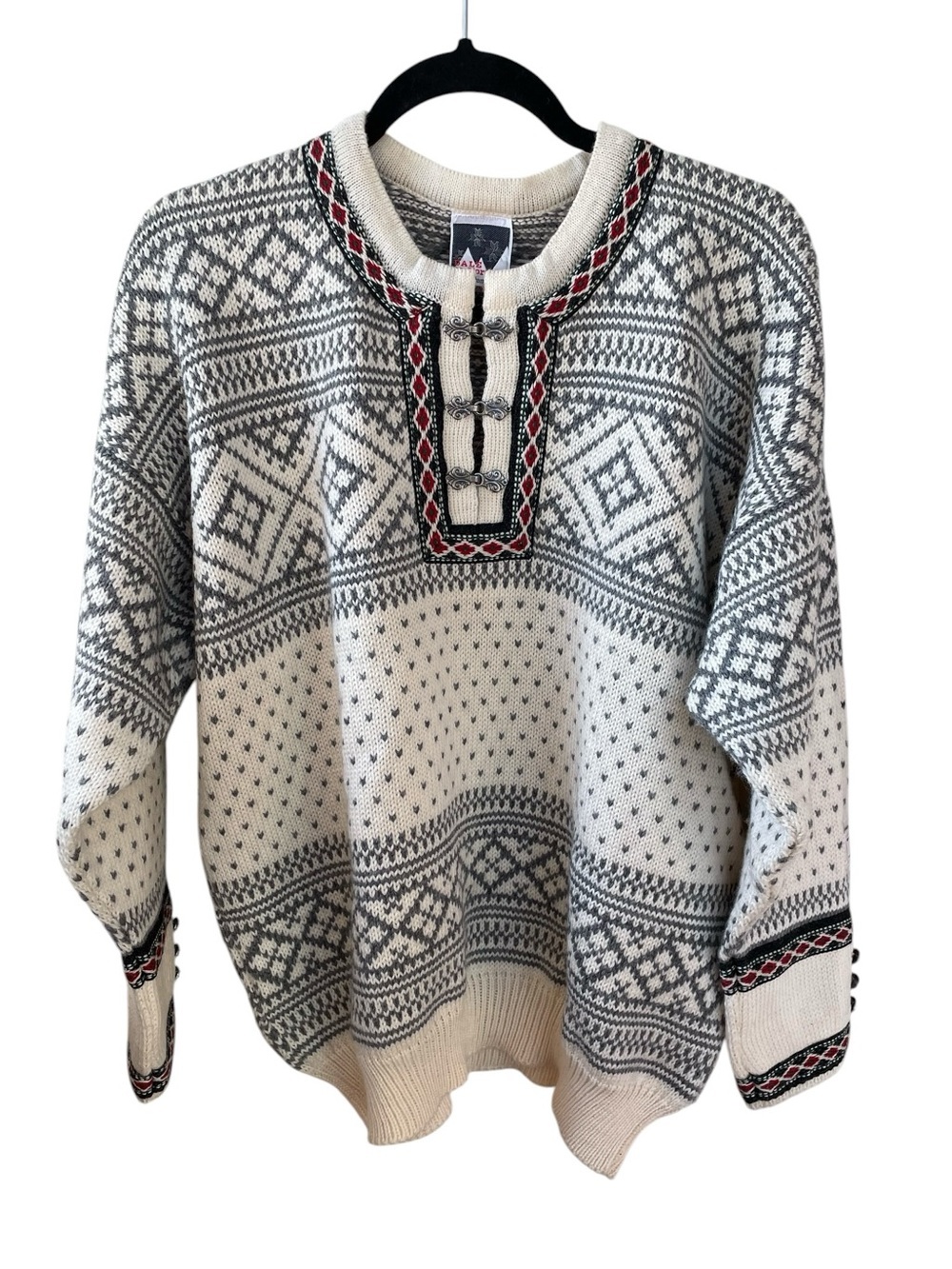 Dale of Norway Setesdal Wool Sweater Lusekofte Pewter Clasps Medium